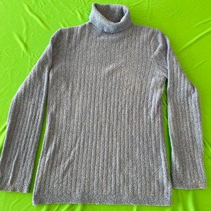 Ladies Turtleneck Blue Sweater Long Sleeve, Size L